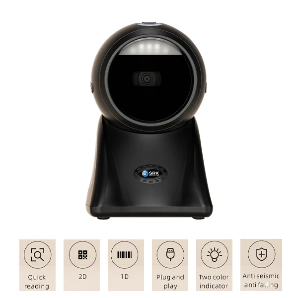 SRK PS9120 1D/2D QR Hands-Free Desktop Omnidirectional Barcode Scanner | USB - Image 4