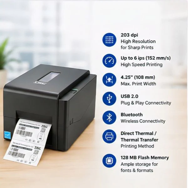 TSC TE210 Barcode Label Printer | 4inch | USB |203 dpi - Image 2