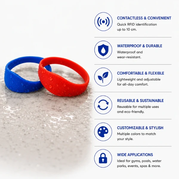 RFID HF Silicone Wristband Tags | Read Range up to 10 cm -For Access Control & Attendance - Image 4