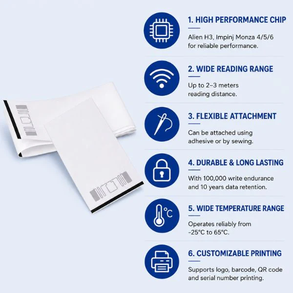 RFID UHF Woven garment Tag | Read upto 3Mtr- For Garment & Inventory Tracking - Image 4