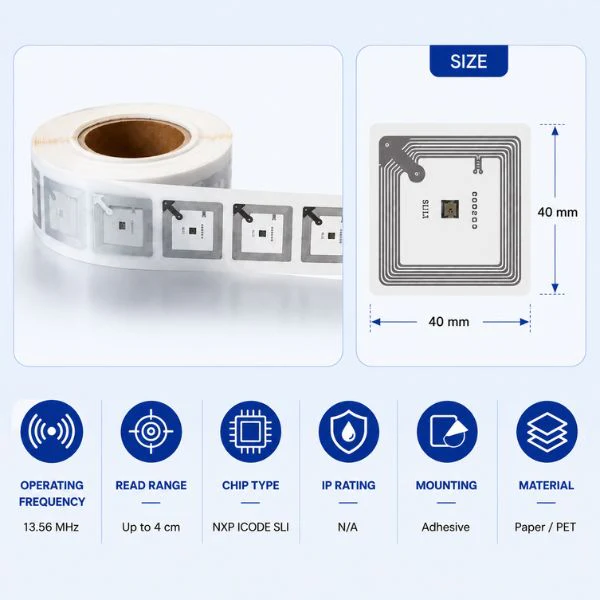 RFID HF Library Icode Slix Tags | Read Range up to 4 cm -For Library & Book Tracking - Image 2