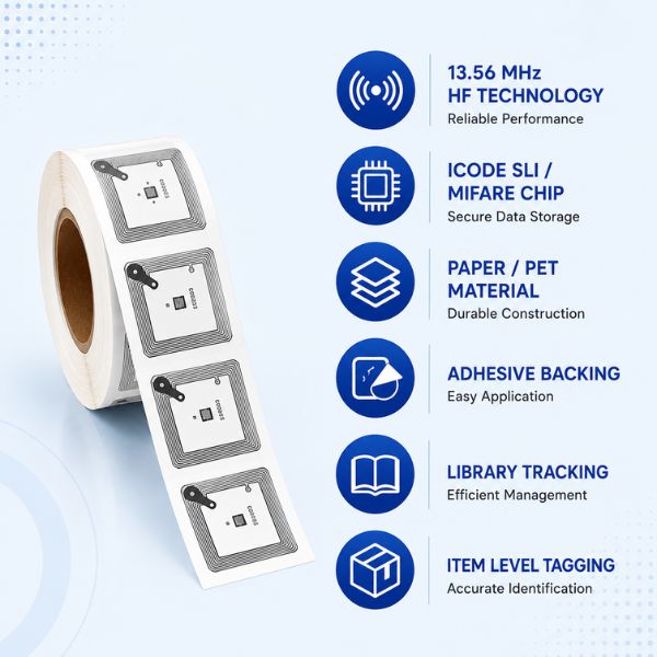 RFID HF Library Icode Slix Tags | Read Range up to 4 cm -For Library & Book Tracking - Image 4