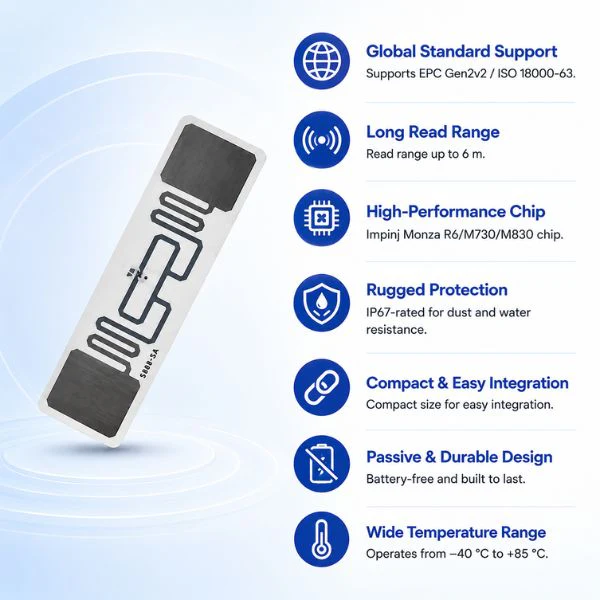 RFID UHF Paper Label Tag | Read Range up to 6M | Size 74×18 mm - Image 4