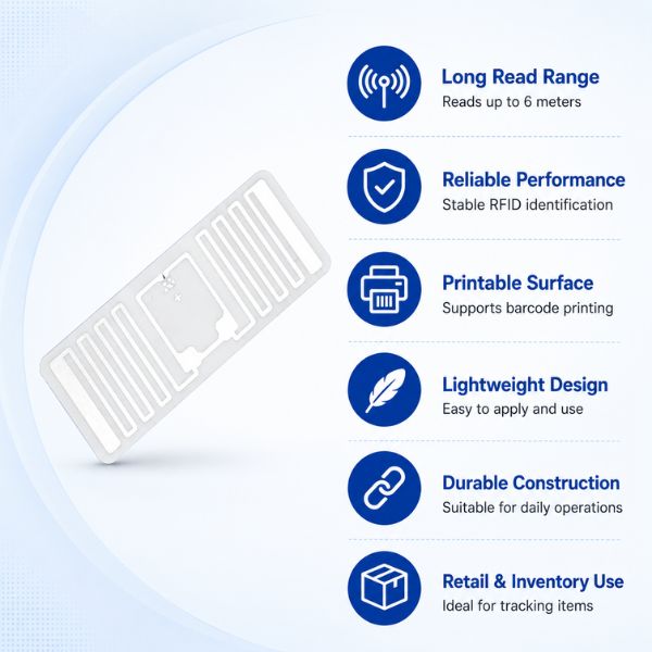 RFID UHF Paper Label | Read range  6 M |Size 45mmx18 mm- For Retail & Inventory Tracking - Image 4