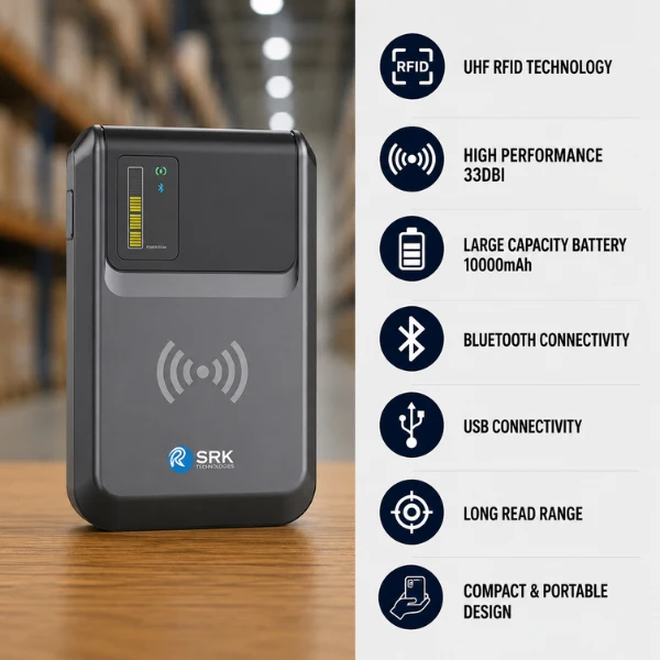RFID UHF Portable Reader |Battery 10000mAh  | 33dbi |  Bluetooth, USB - Image 2