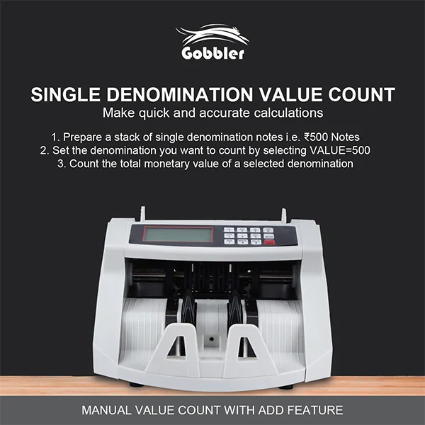 Gobbler GB-5388 Note Counting Machine with Fake Note Detection & Large LCD Display - Image 3