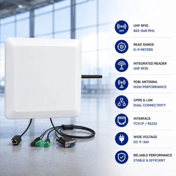 RFID UHF Integrated Reader | SRK-6GWL | GPRS and LAN | 9DBI Antenna | Read Range 0-9m | 865~868 MHz - Image 2