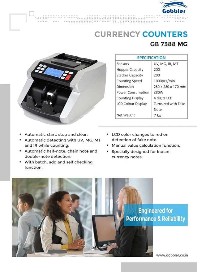GOBBLER GB 7388 MV Business Grade Note Counting Machine with Fake Note Detection - Image 4