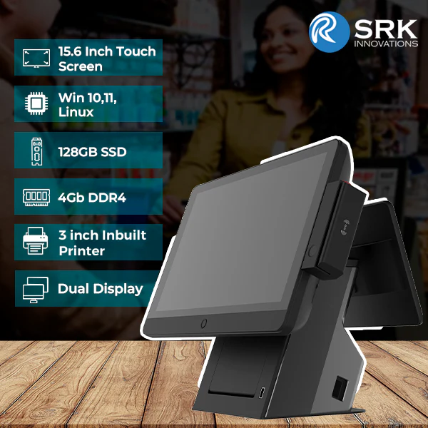 Windows POS | Windows 11 |SRK WD-4125| 15.6" Display | 8+128GB SSD | 3 inch inbuilt Printer | USB - Image 7