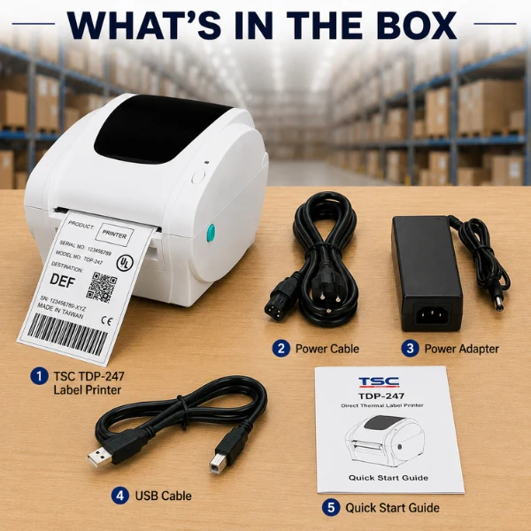TCS TDP 247 Direct thermal Label Printer | 4 inch | 203 dpi | USB+Ethernet+RS-232 | 1 year warranty - Image 5