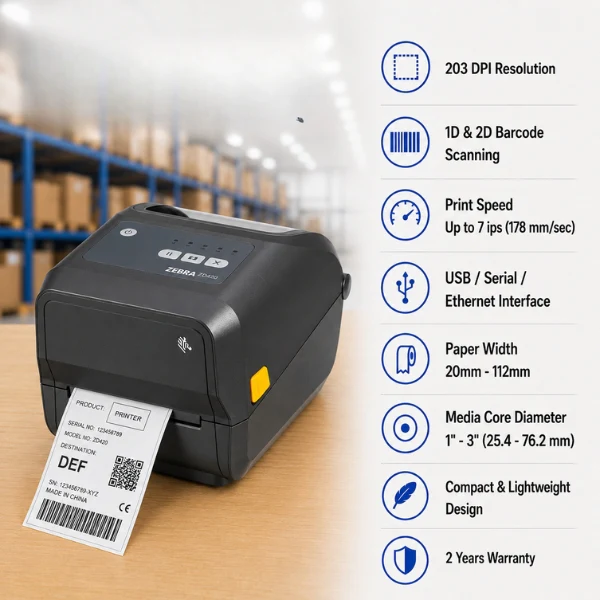 Zebra ZD420/421 Desktop Printer | 4 inch | 300 dpi | USB | 2 years warranty - Image 2